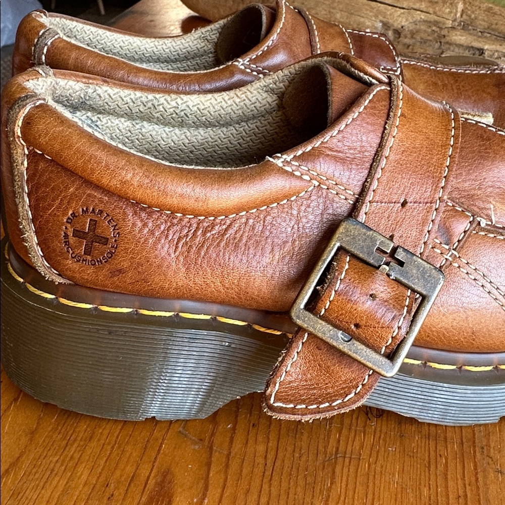Dr. Martens Brown Leather Buckle Mary Jane Shoes - Picture 4 of 16